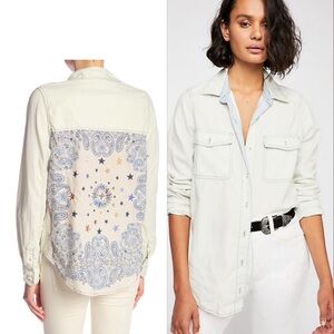 Free People Womens Bandana Bandit Button Up Shirt